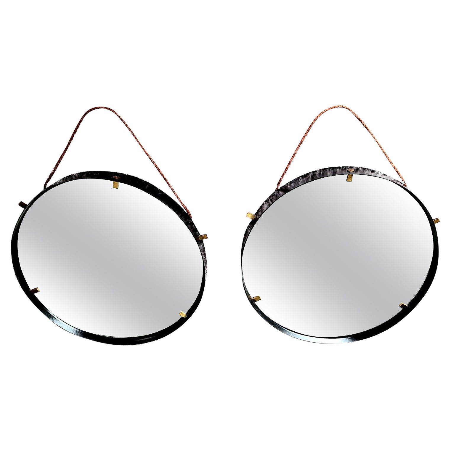 Irtalian  Pair of Black Frame Mirrors  by Domus