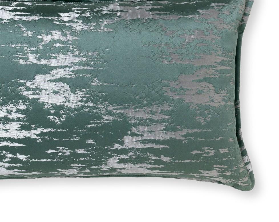 Portuguese 2 Brabbu Irupu Pillow in Teal and Silver Satin For Sale
