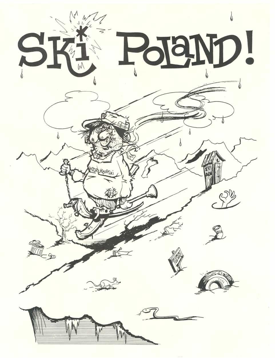 Poster originale di Ski Poland che satireggia la cultura dello sci degli anni '60