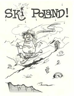 Poster originale di Ski Poland che satireggia la cultura dello sci degli anni '60