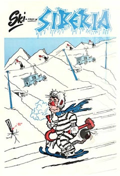 Origiinal Ski Free in Siberia 1960s satirical ski poster
