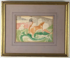 Interior with Standing Dog