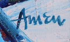 Reading Girl, Framed Painting by Irving Amen