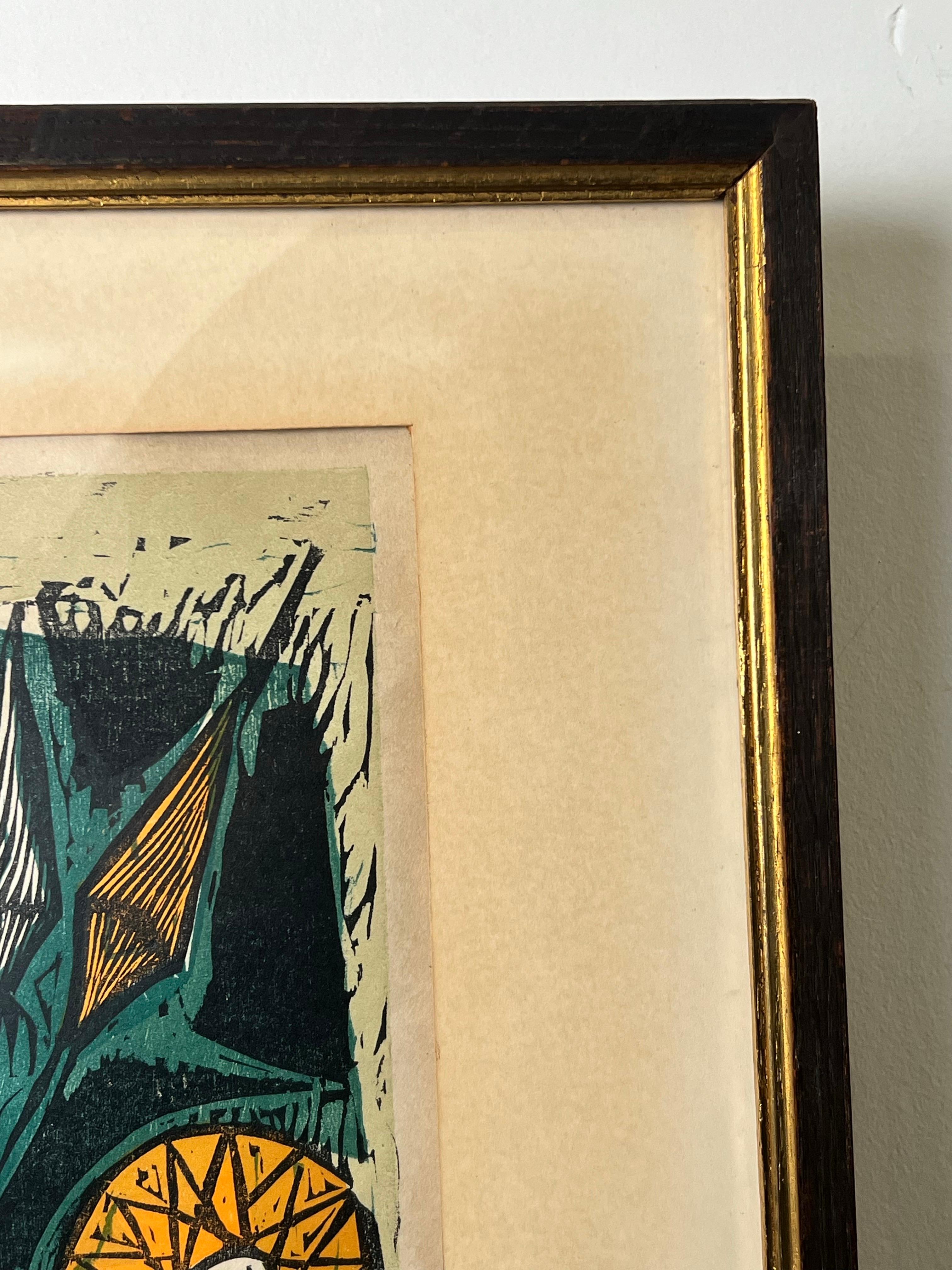 Irving Amen, The Heart is a Garden, Signed & Numbered Color Woodcut Print For Sale 13