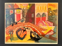 Irving Amen" Venice Recalled " Hand-Signed & Numbered Color Woodcut Print