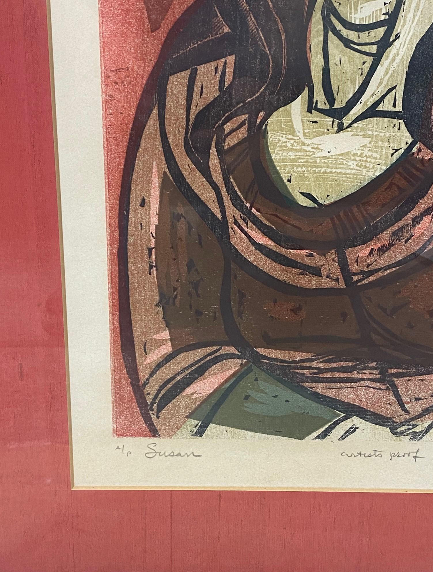 Impression sur bois encadrée moderne du milieu du siècle dernier signée Irving Amen en vente 3