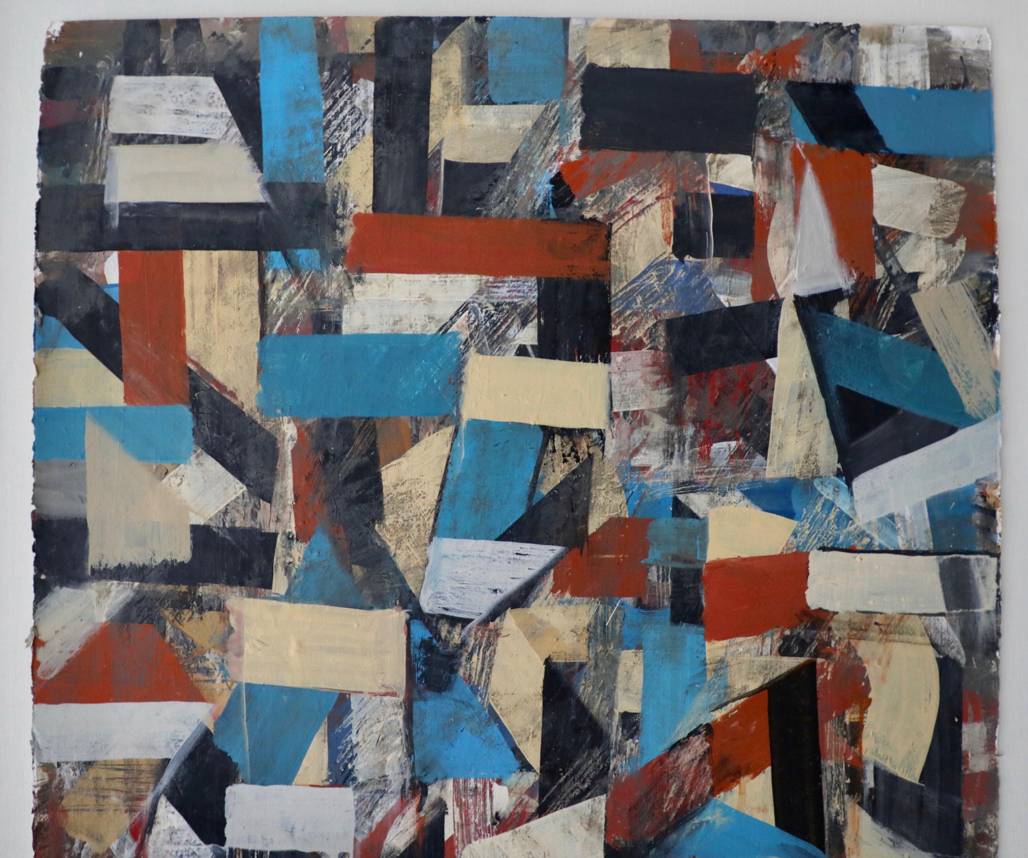 This is an abstract pastel on paper completed in 2000 by Irving B. Haynes. This painting's abstract geometry is clearly a nod to his training as an architect, but we can also see here his exceptional gift for color.  Work is unframed but framing can