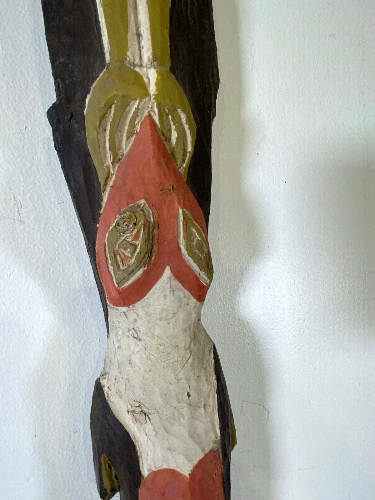 20th Century Irving Berg Signed Mid Century Modernist Monumental Wooden Carved Totem Pole For Sale