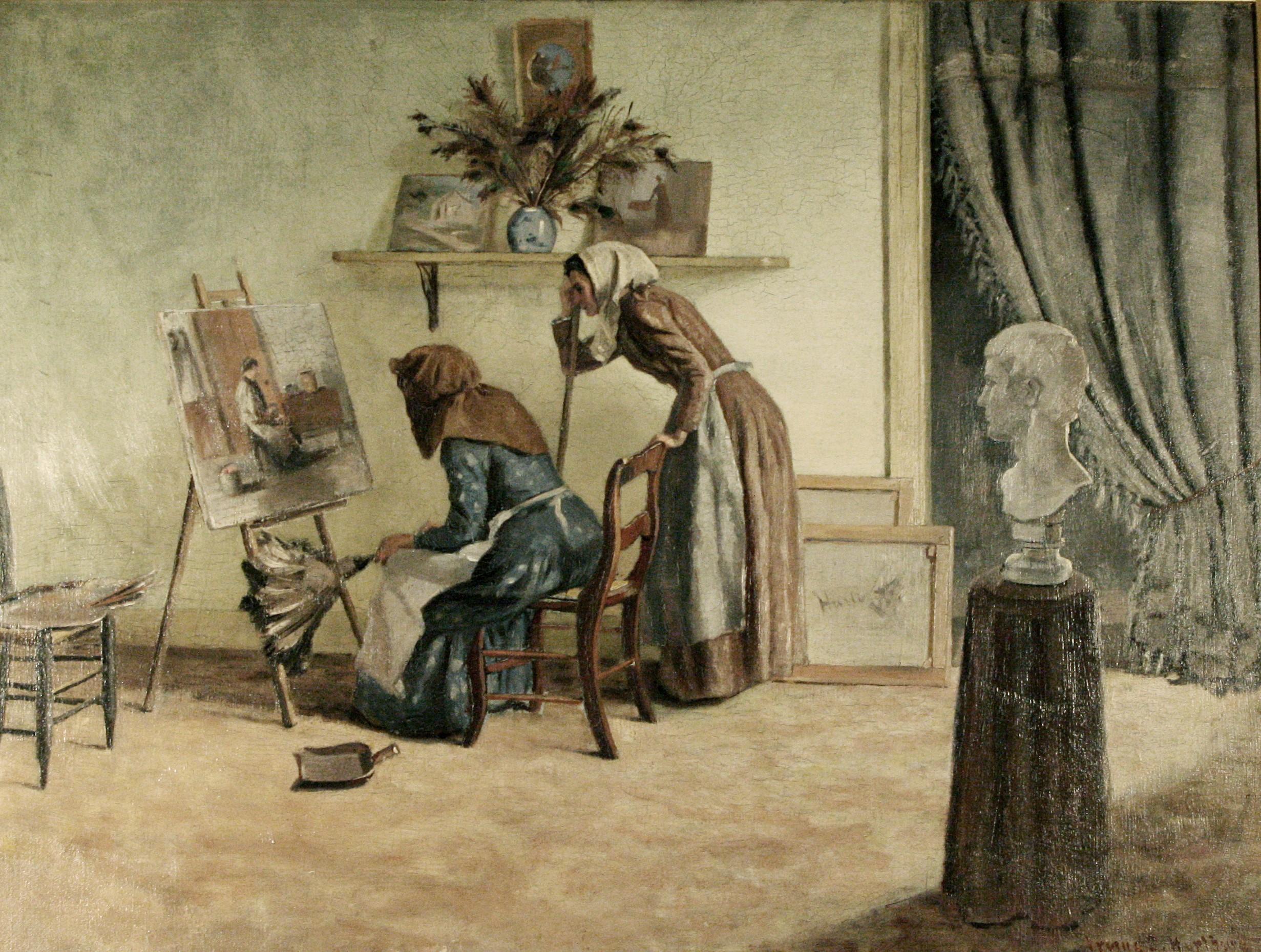 The Artist's Studio - Painting by Irving E. Hurlburt