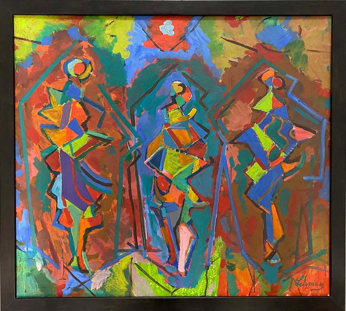 Abstract Painting Irving George Lehman - Figures cubistes