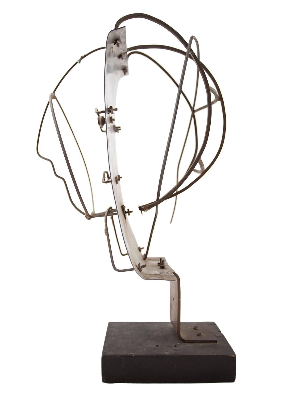 Irving George Lehman Abstract Sculpture - Modernist Sculpture Figural Portrait Bust Brutalist Wire Work