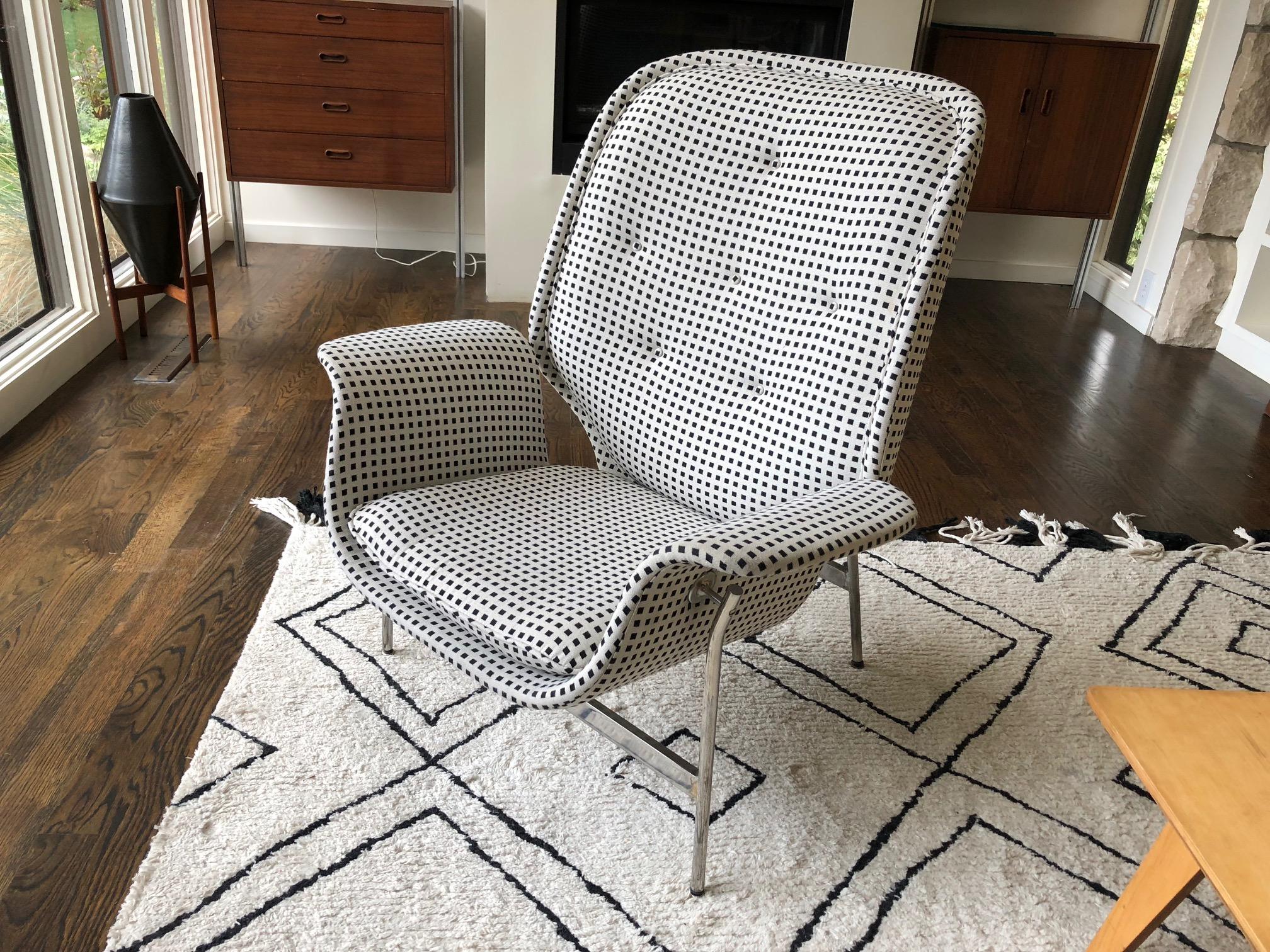 Mid-20th Century Irving Harper George Nelson Kangaroo Lounge Chair in Alexander Girard Textile 