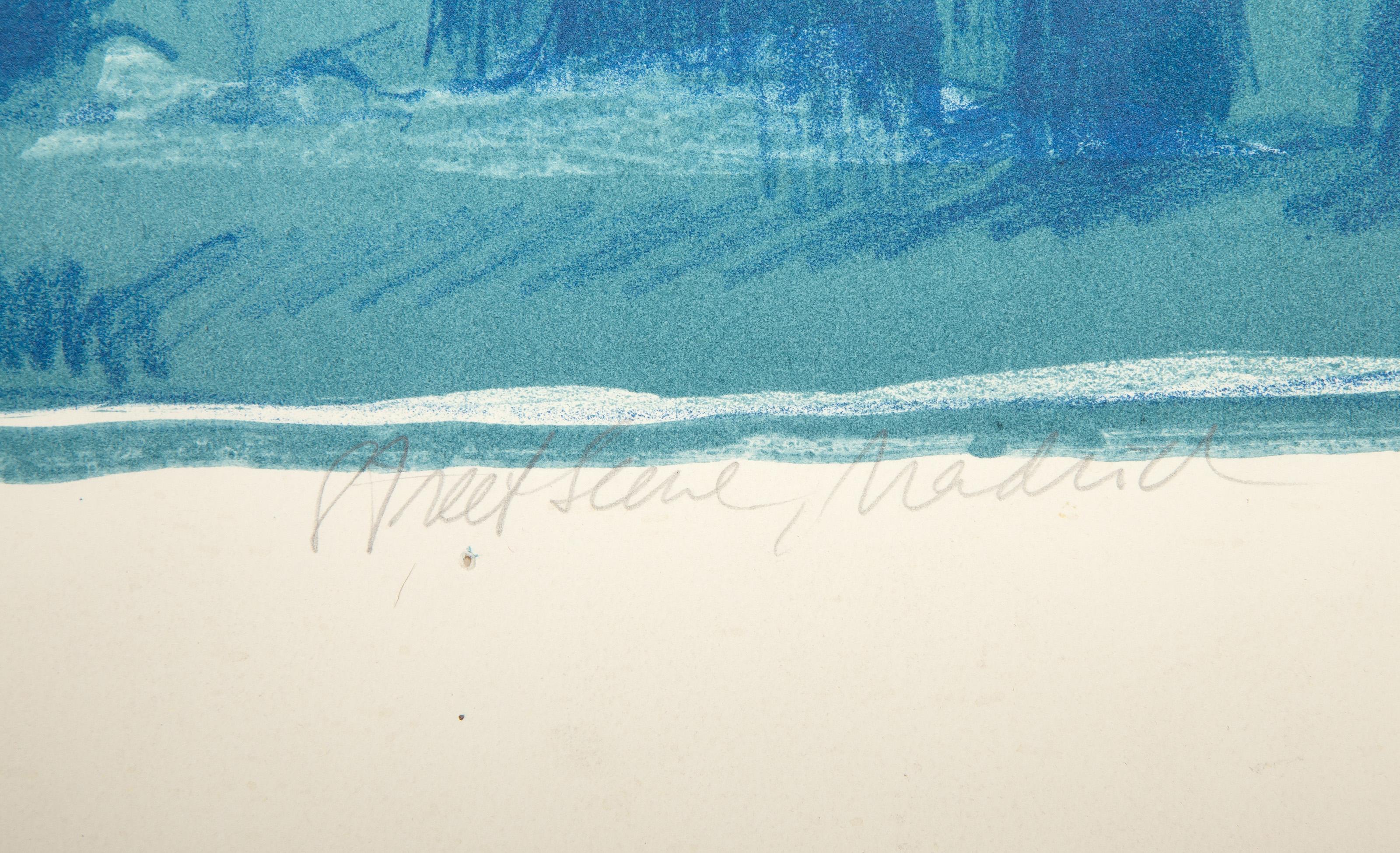 Scena di strada, Madrid, Litografia moderna di Irving Marantz in vendita 3
