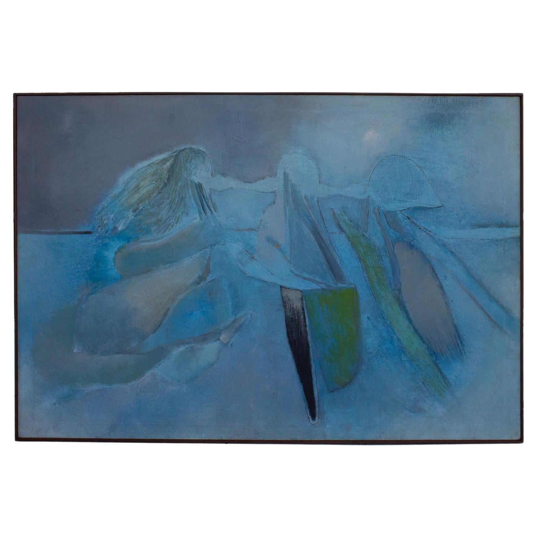 Huile sur toile abstraite signée Irving Petlin, 1951 