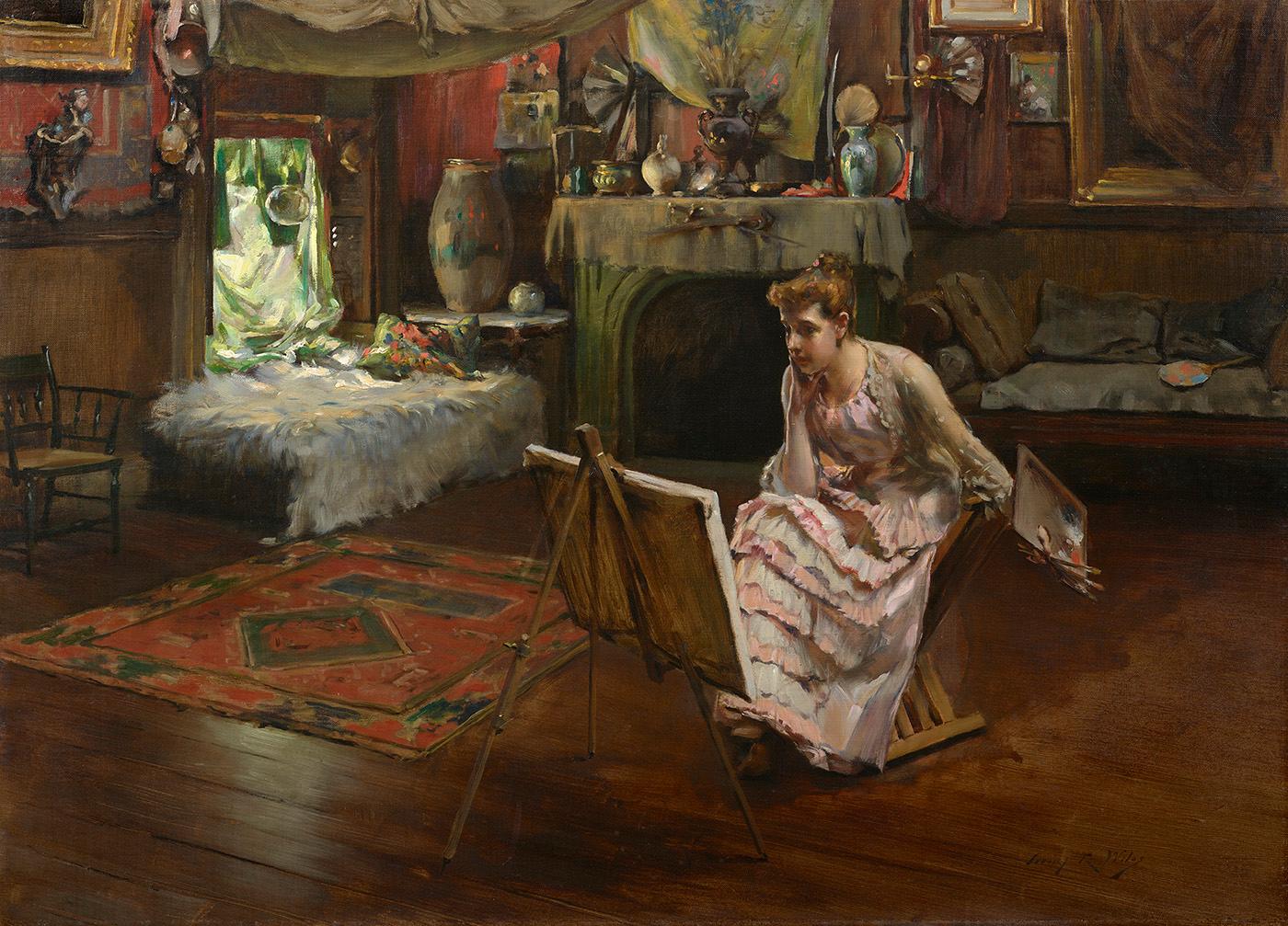 Irving Ramsey Wiles Interior Painting - Discouraged (Idleness) 