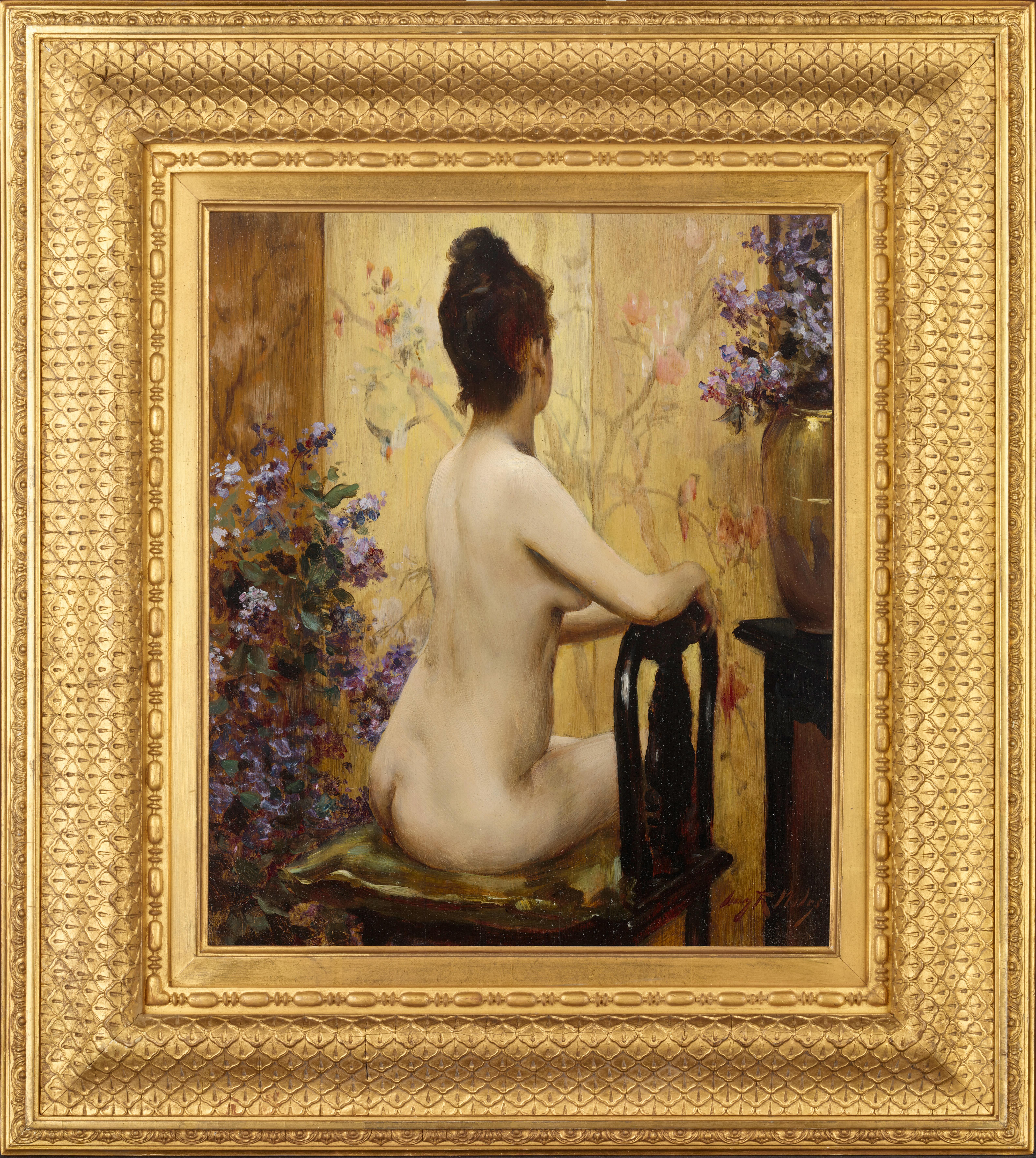 Nudo seduto - Painting di Irving Ramsey Wiles