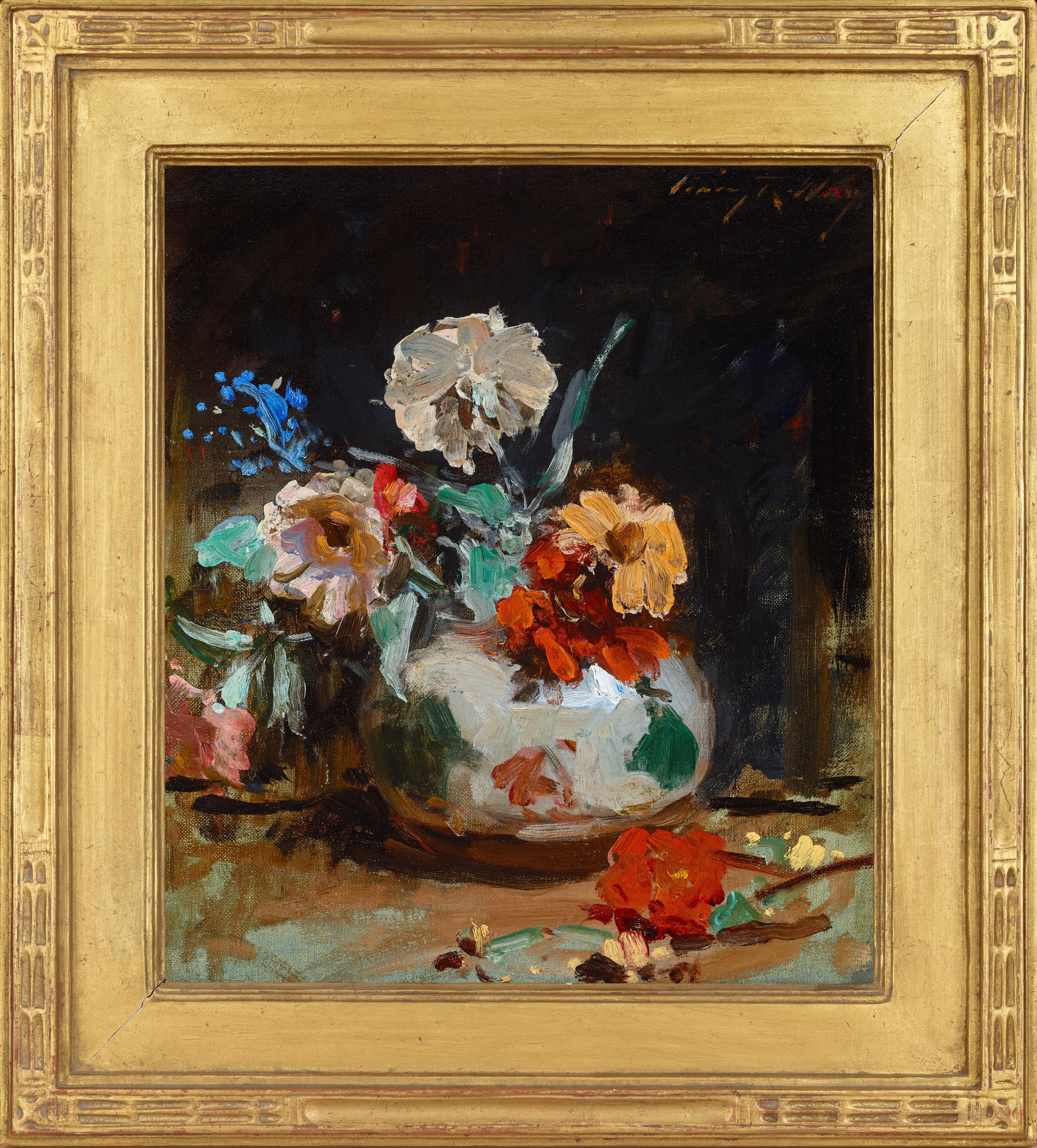 Stillleben mit Blumen – Painting von Irving Ramsey Wiles