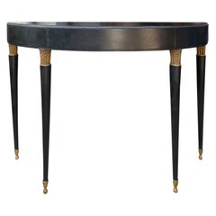 Irwin 20th Century Painted Demilune Console with Gilt Decoration and Brass Feet