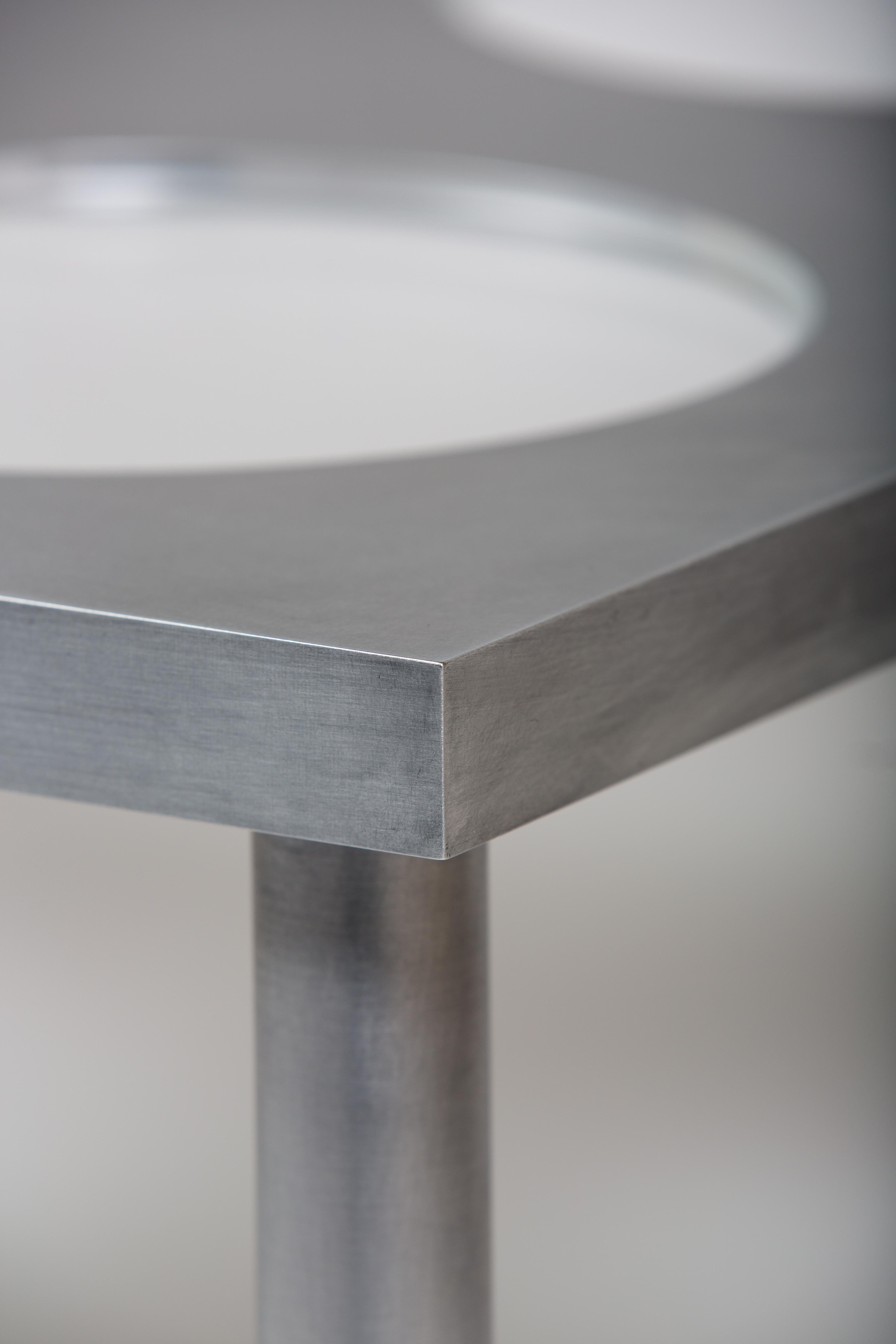 Minimalist Irwin Aluminum and Acrylic Coffee Table by Jonathan Nesci For Sale