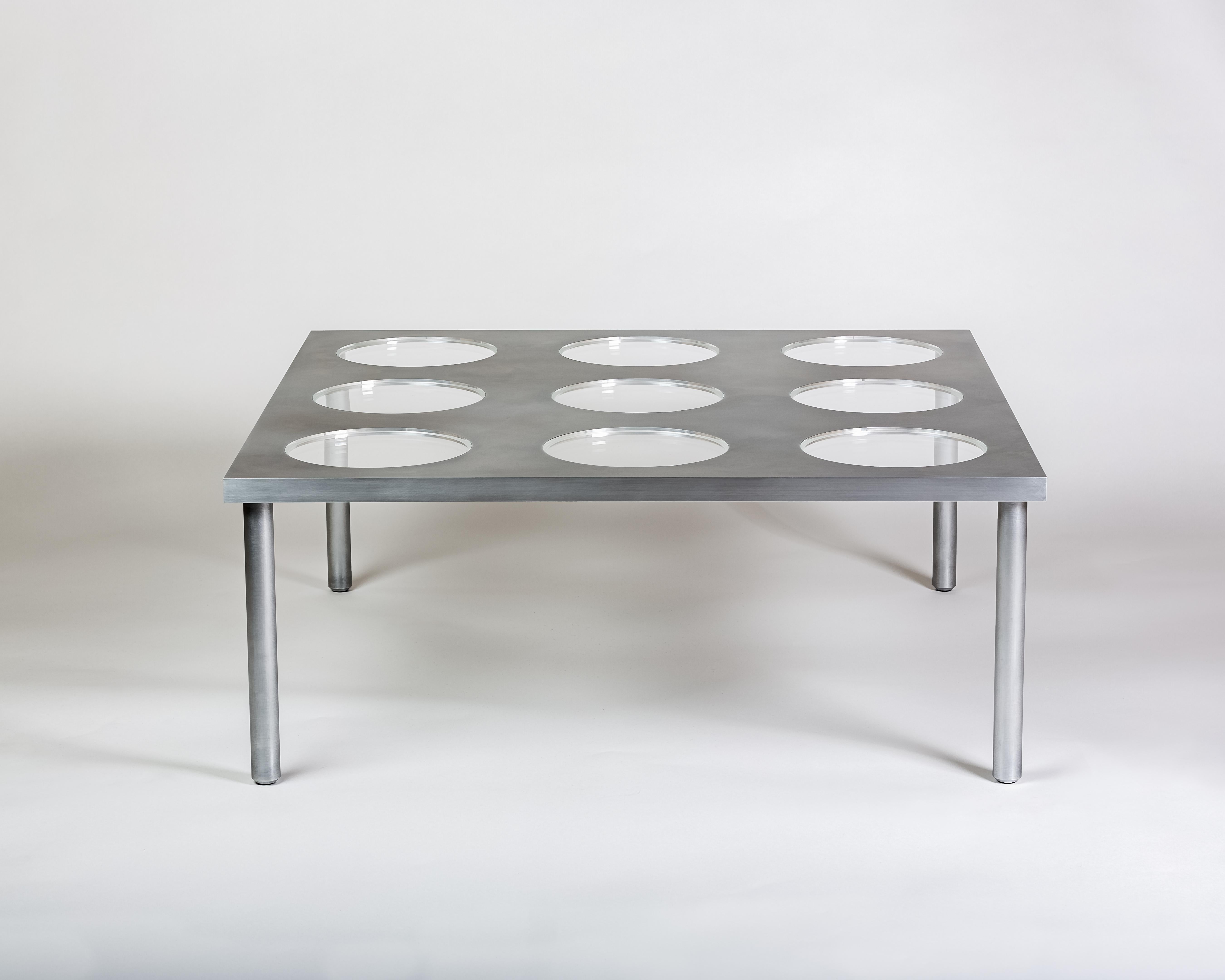 Contemporary Irwin Aluminum and Acrylic Coffee Table by Jonathan Nesci For Sale