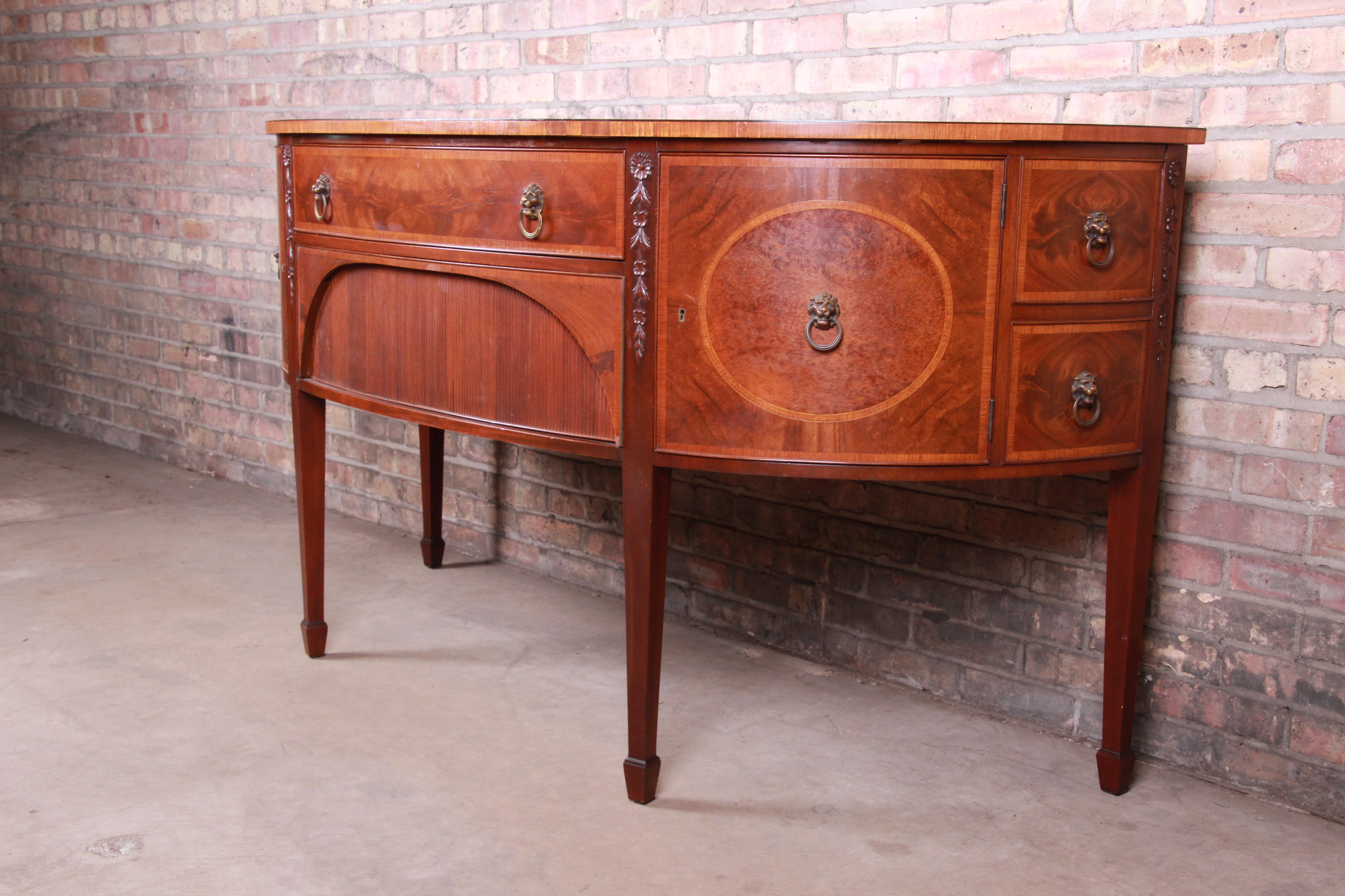Irwin Federal Style Flame Mahogany Demilune Sideboard Credenza In Good Condition In South Bend, IN