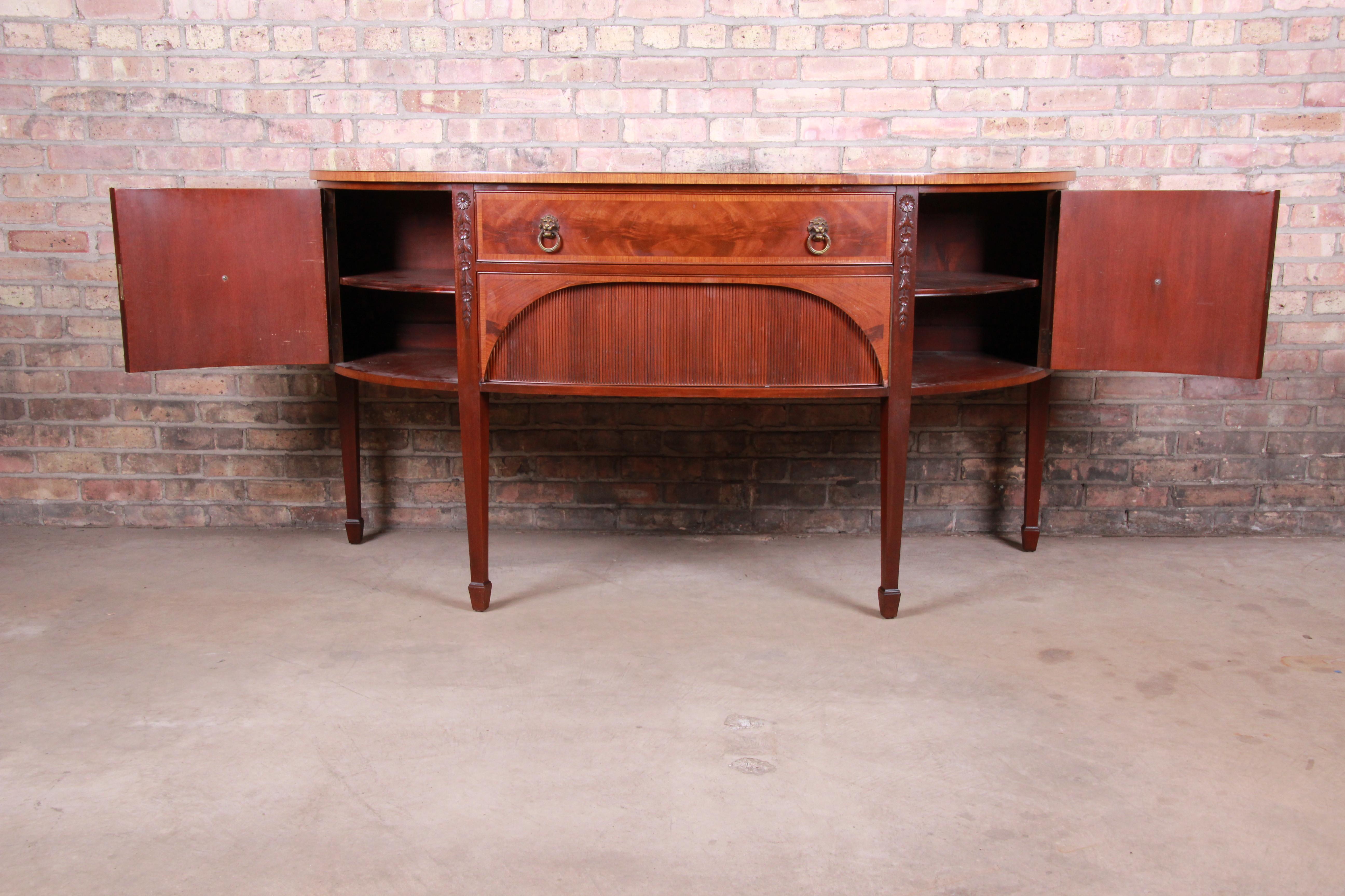 Mid-20th Century Irwin Federal Style Flame Mahogany Demilune Sideboard Credenza