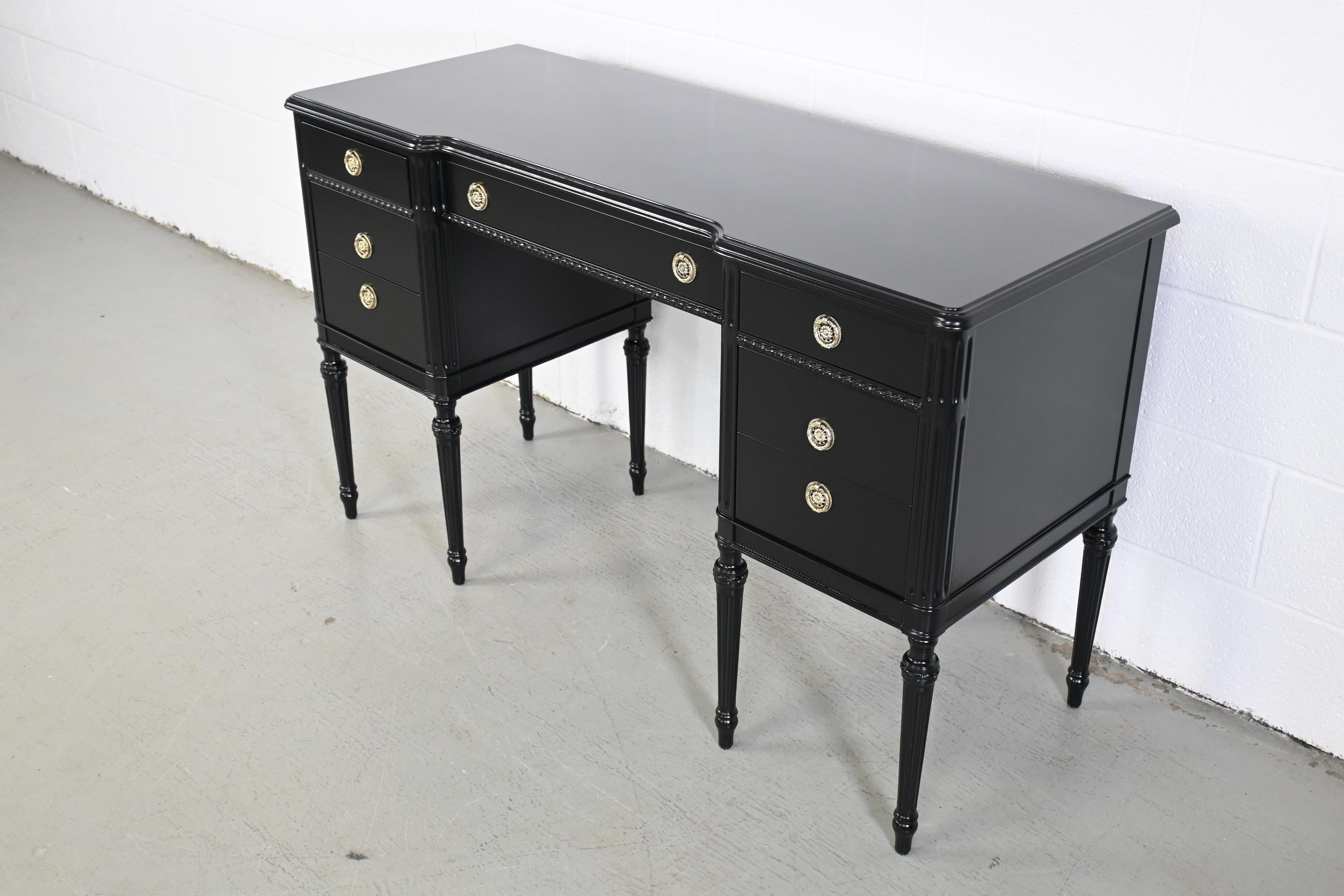 Wood Irwin Furniture Louis XVI Black Lacquered Desk