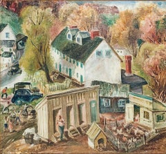 "Béisbol en el corral" Irwin Hoffman, Modernista de Nueva Inglaterra Escena de pueblo pequeño