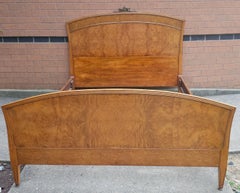 Irwing French Louis XVI Style Burl Walnut Full Size Bedframe