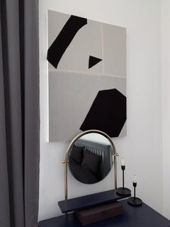 'Black Shapes', Wall Textile Fabric Cotton Collage Painting
