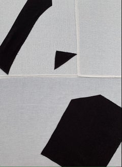 'Black Shapes', Wall Textile Fabric Cotton Collage Painting