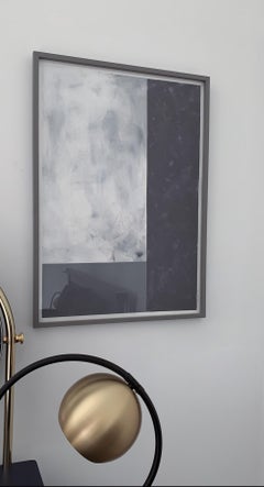 'Black & White 2.0' with frame, Abstract Black White Grey Landscape