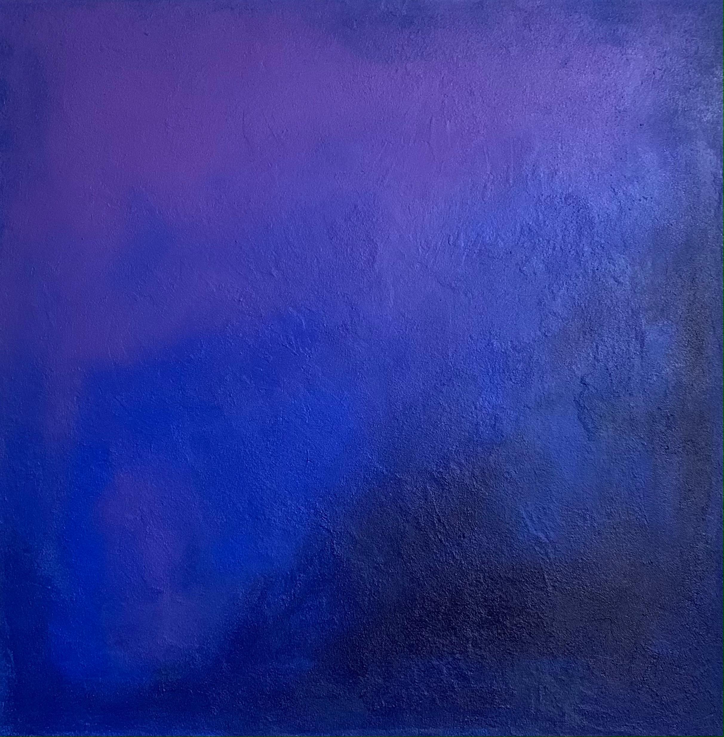Iryna Antoniuk Landscape Painting - Blue and Violet Sand Effect Abstract Textured Painting
