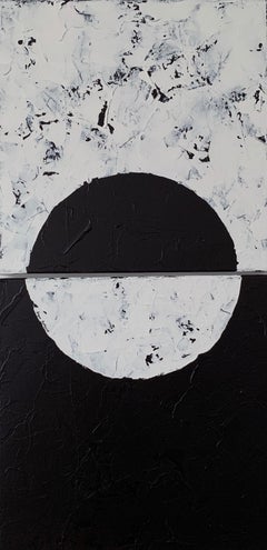 Couple, diptych, Black and White Abstract Painting