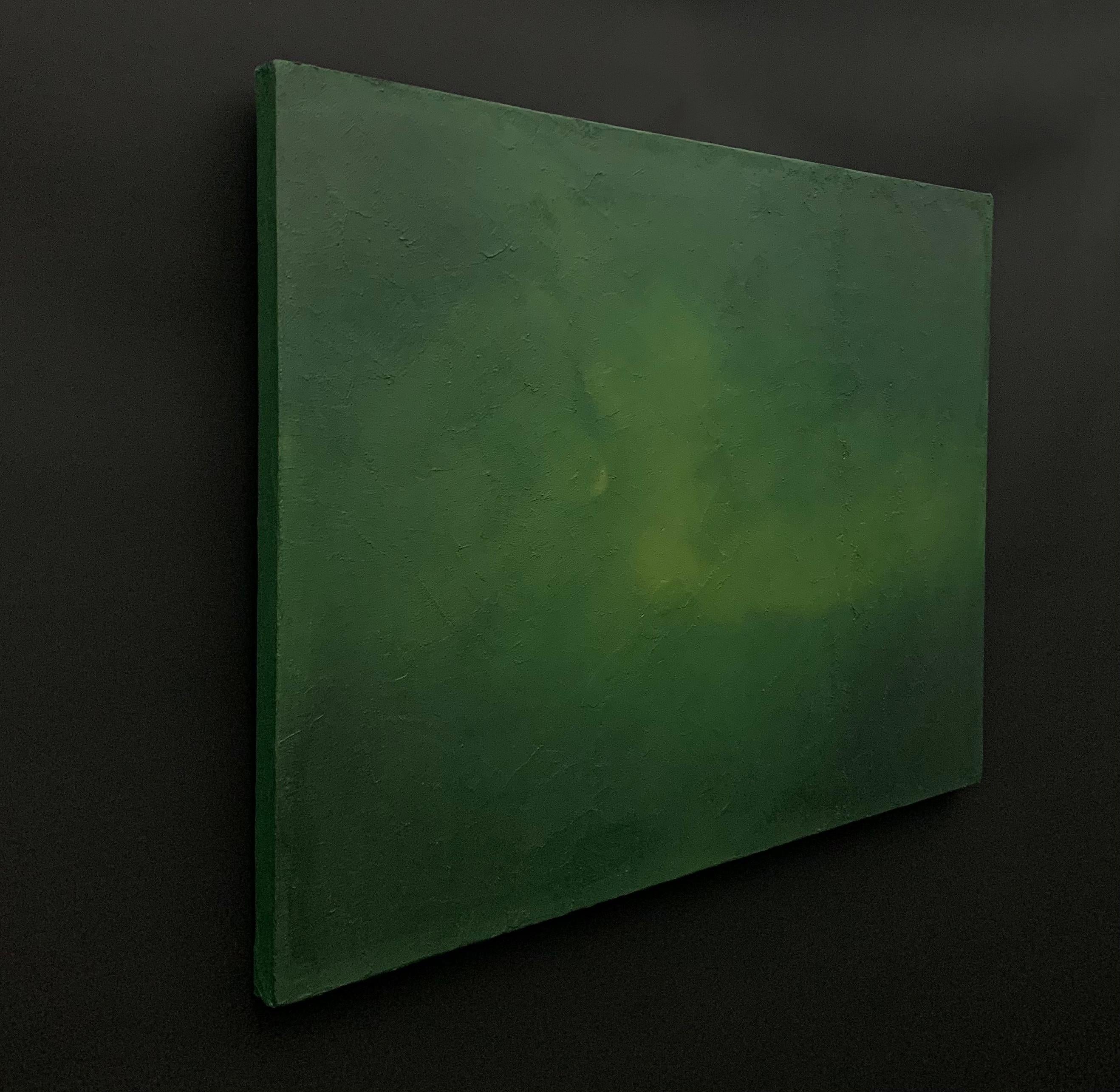 Dark Green and Ocher Sand Effect Abstract Textured Painting 1