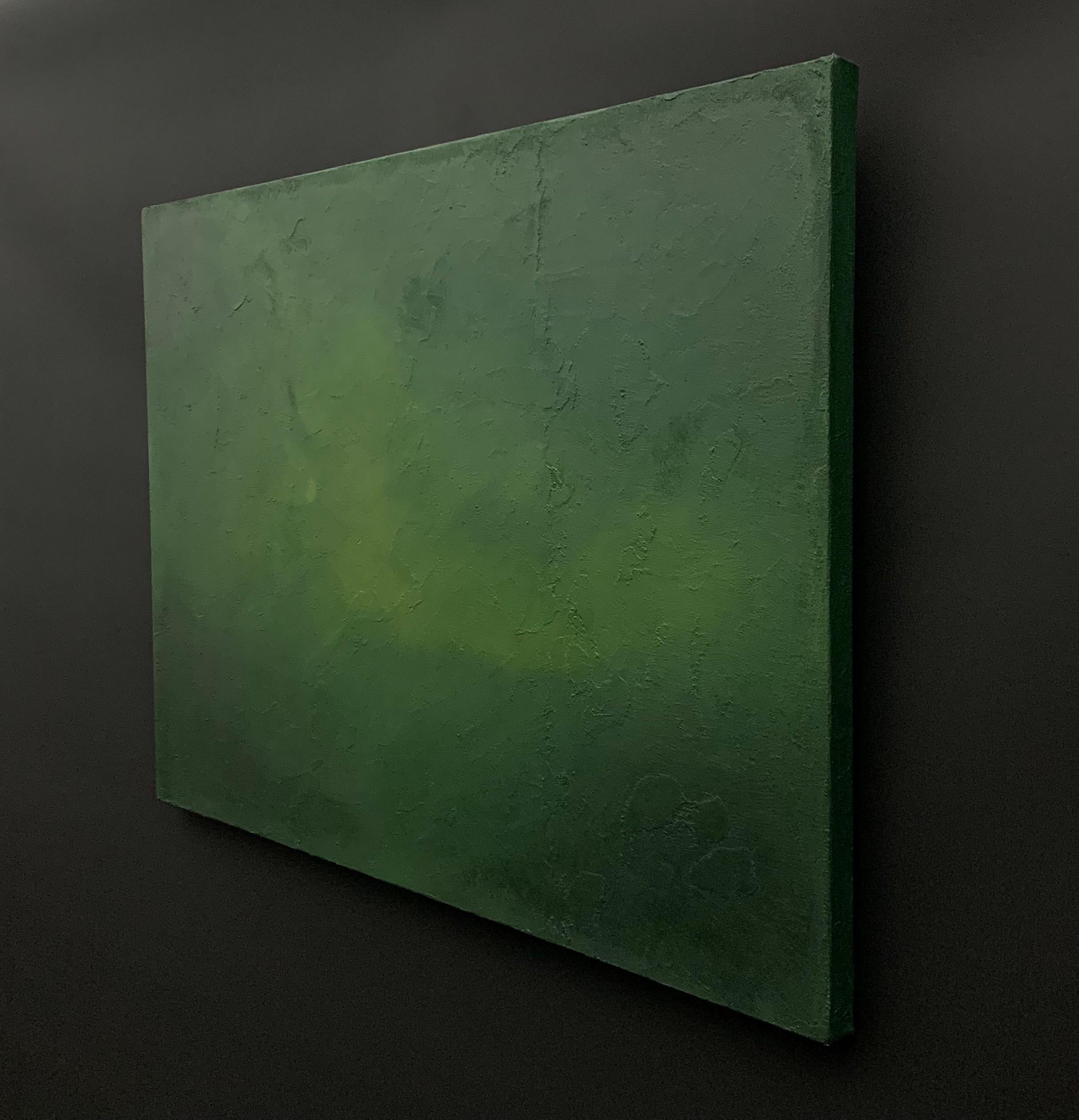 Dark Green and Ocher Sand Effect Abstract Textured Painting 3