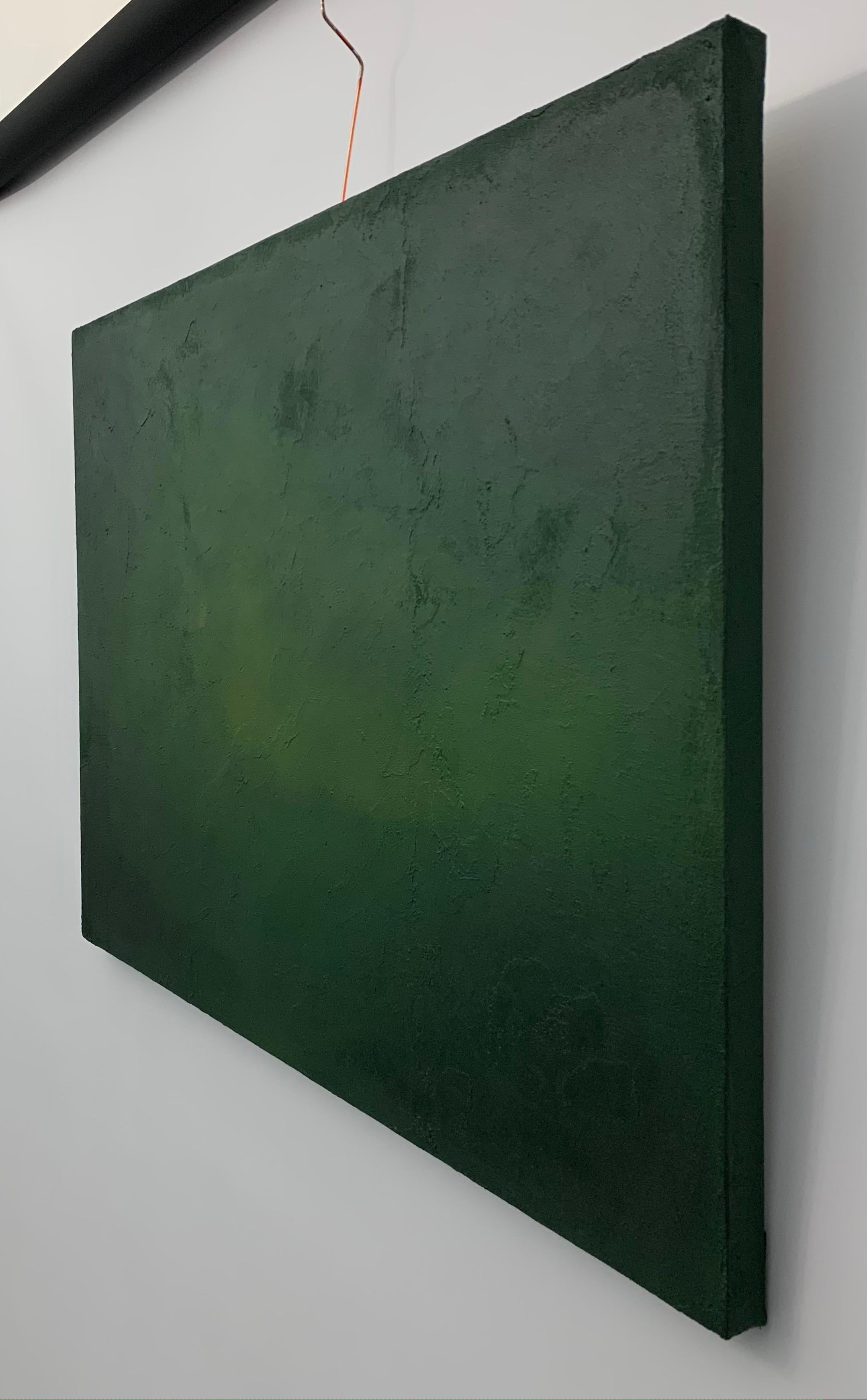 Dark Green and Ocher Sand Effect Abstract Textured Painting 8
