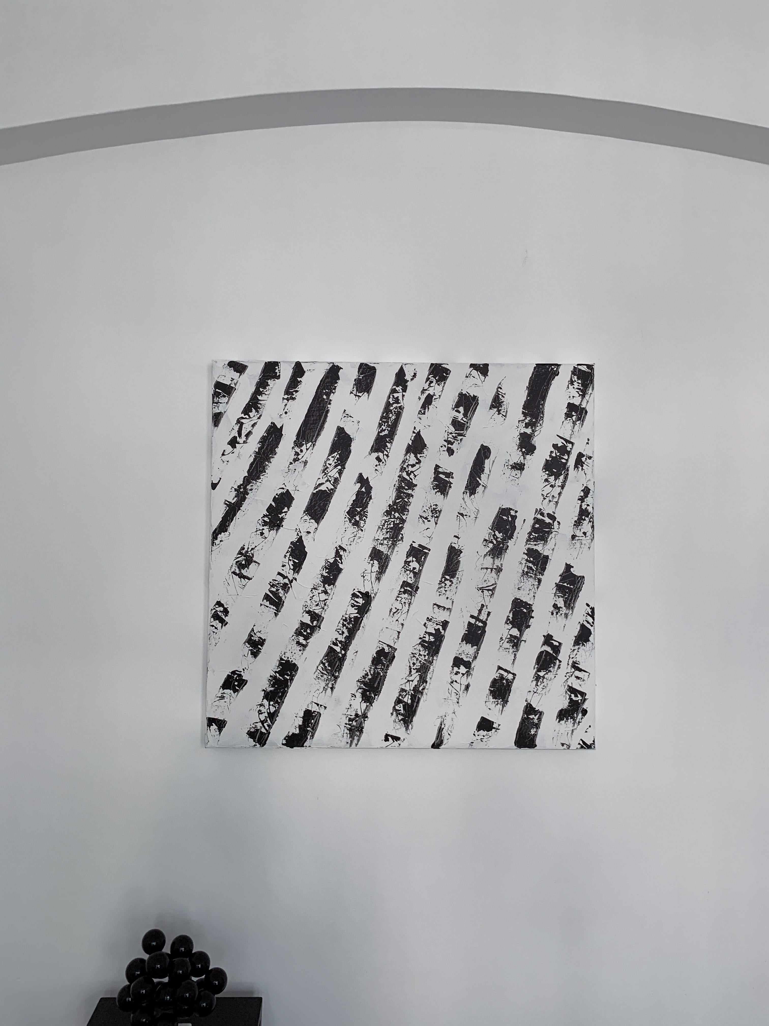 Mechanical Zebra, Black and White Abstract Animal Pattern Painting 4