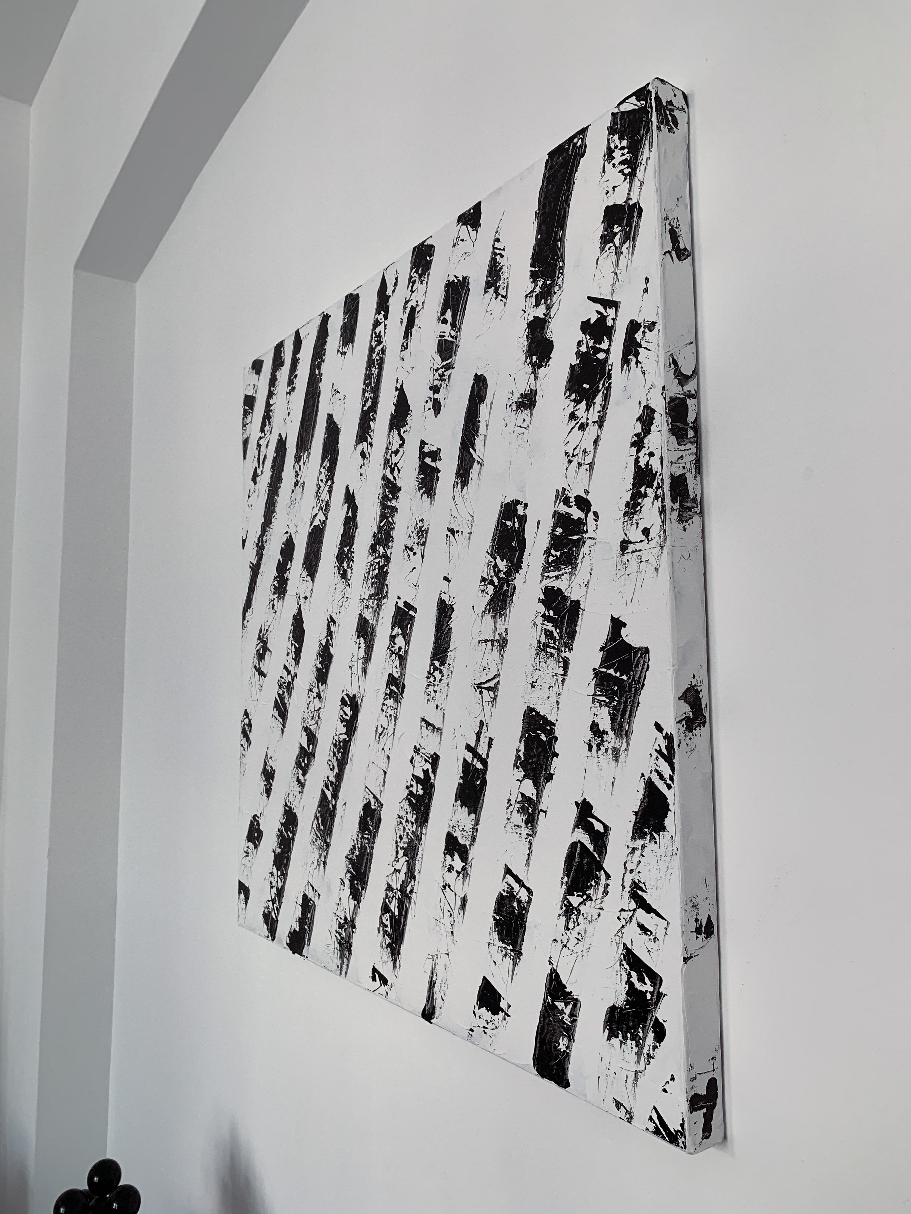 Mechanical Zebra, Black and White Abstract Animal Pattern Painting 5