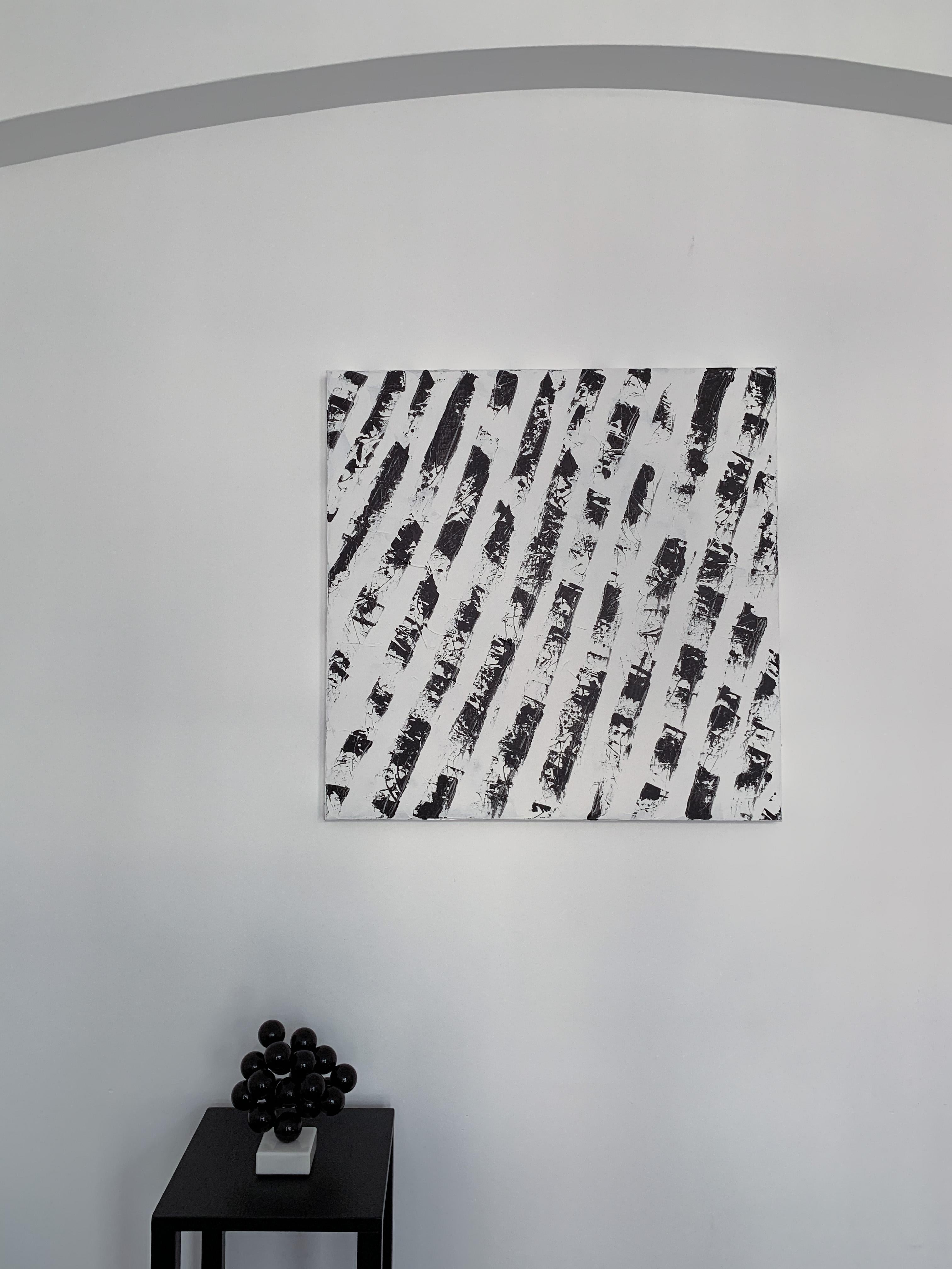 Mechanical Zebra, Black and White Abstract Animal Pattern Painting 2