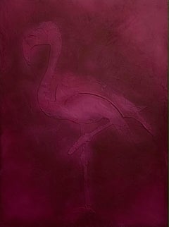 Pink Flamingo Original Pink  Painting Abstract Animal