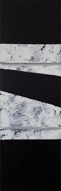 Shapes, triptych, Black and White Abstract Painting