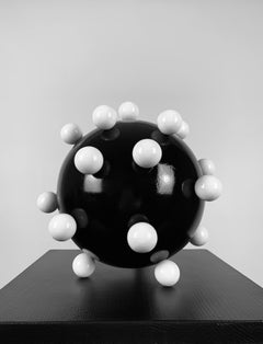 Unknown Molecule Sphere Sculpture Steel Black and White Abstract Minimalist Art