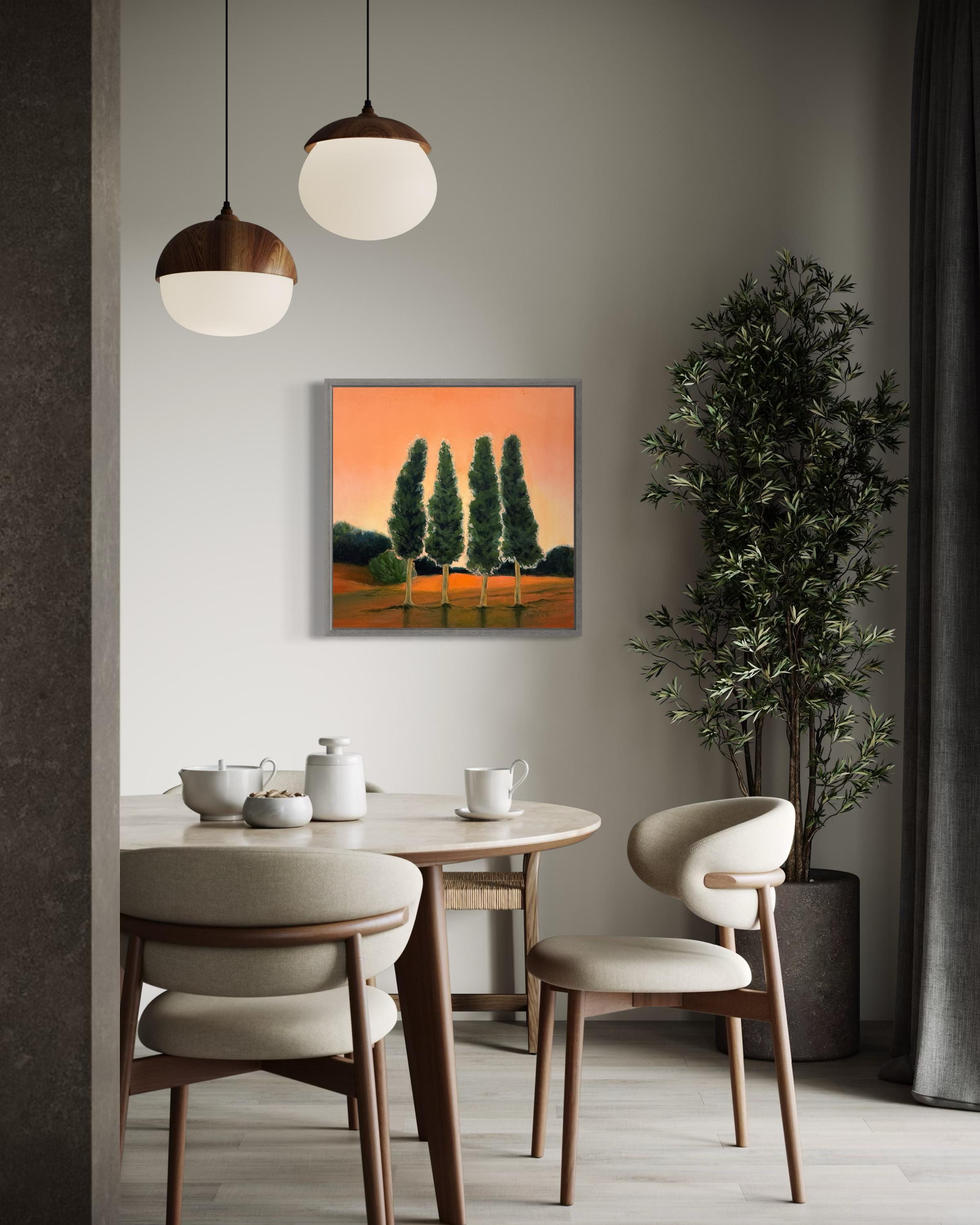 Inizia a brillare. Cipressi. Dipinti originali in vendita 8