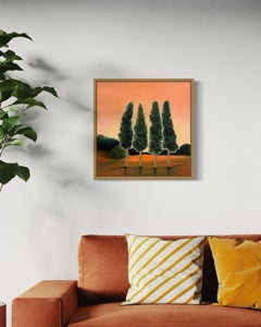 Beginning to shine. Cypresses. Original paintings