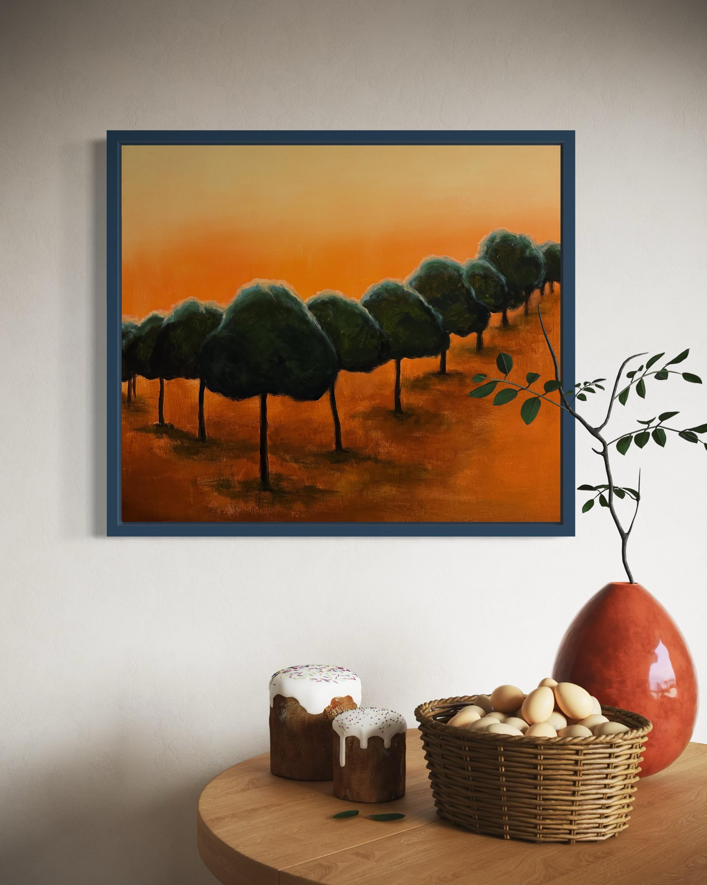 Inizia a brillare. Alberi di Рine... Pittura originale in vendita 8