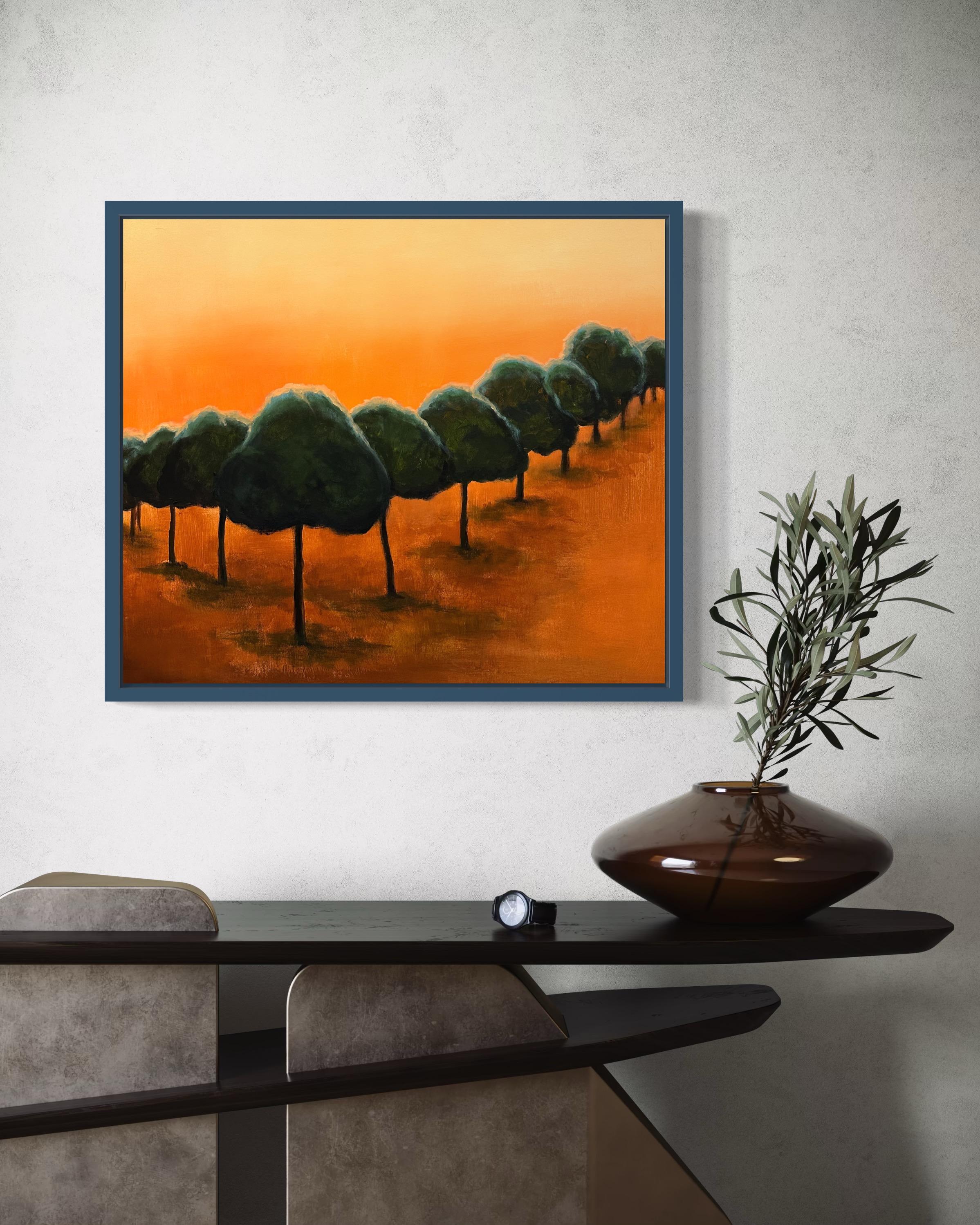 Inizia a brillare. Alberi di Рine... Pittura originale in vendita 9