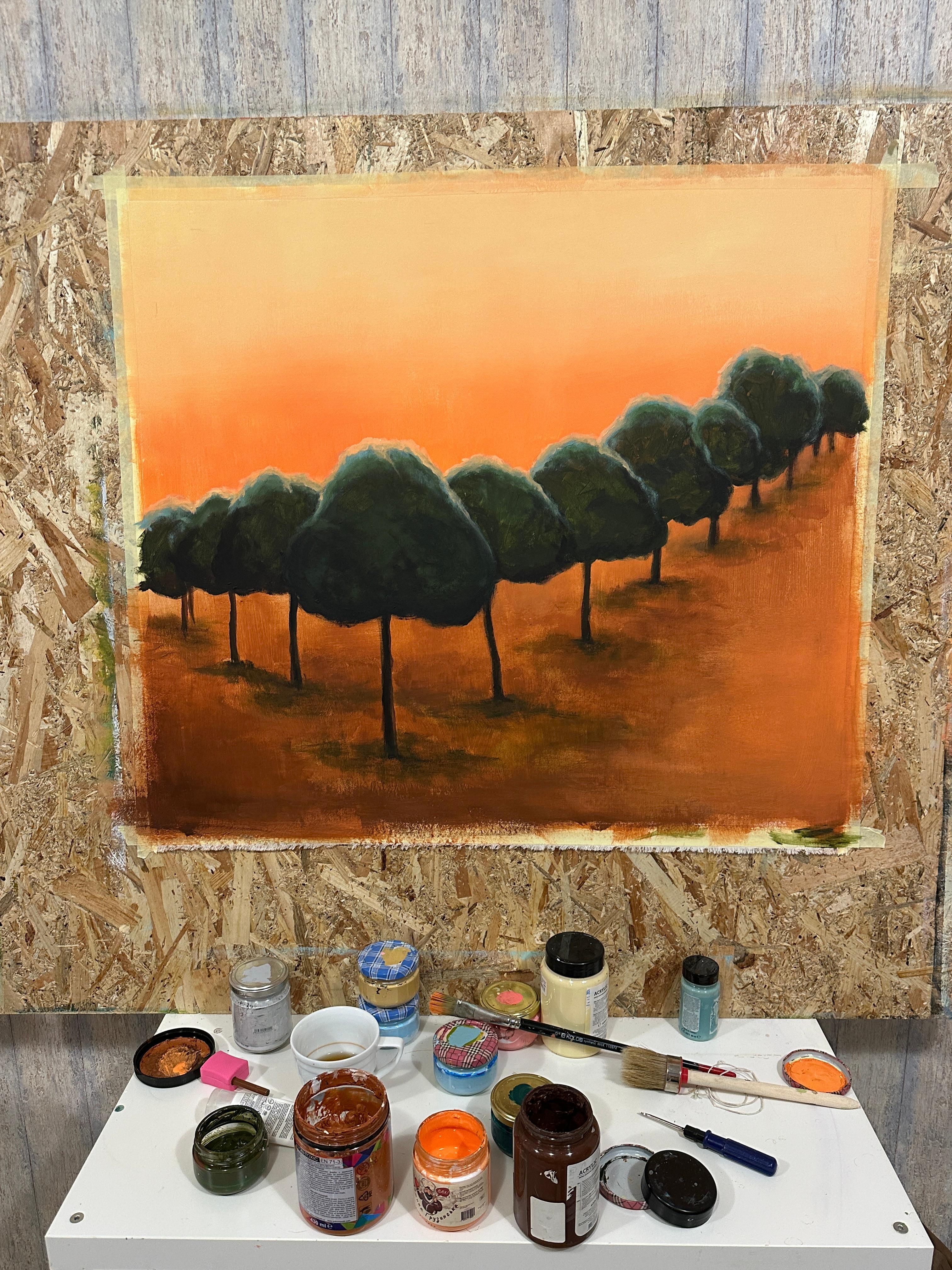 Inizia a brillare. Alberi di Рine... Pittura originale - Painting Impressionismo di Iryna Bondar