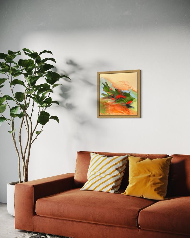 Cactus di Natale - Abstract Painting Beige di Iryna Bondar
