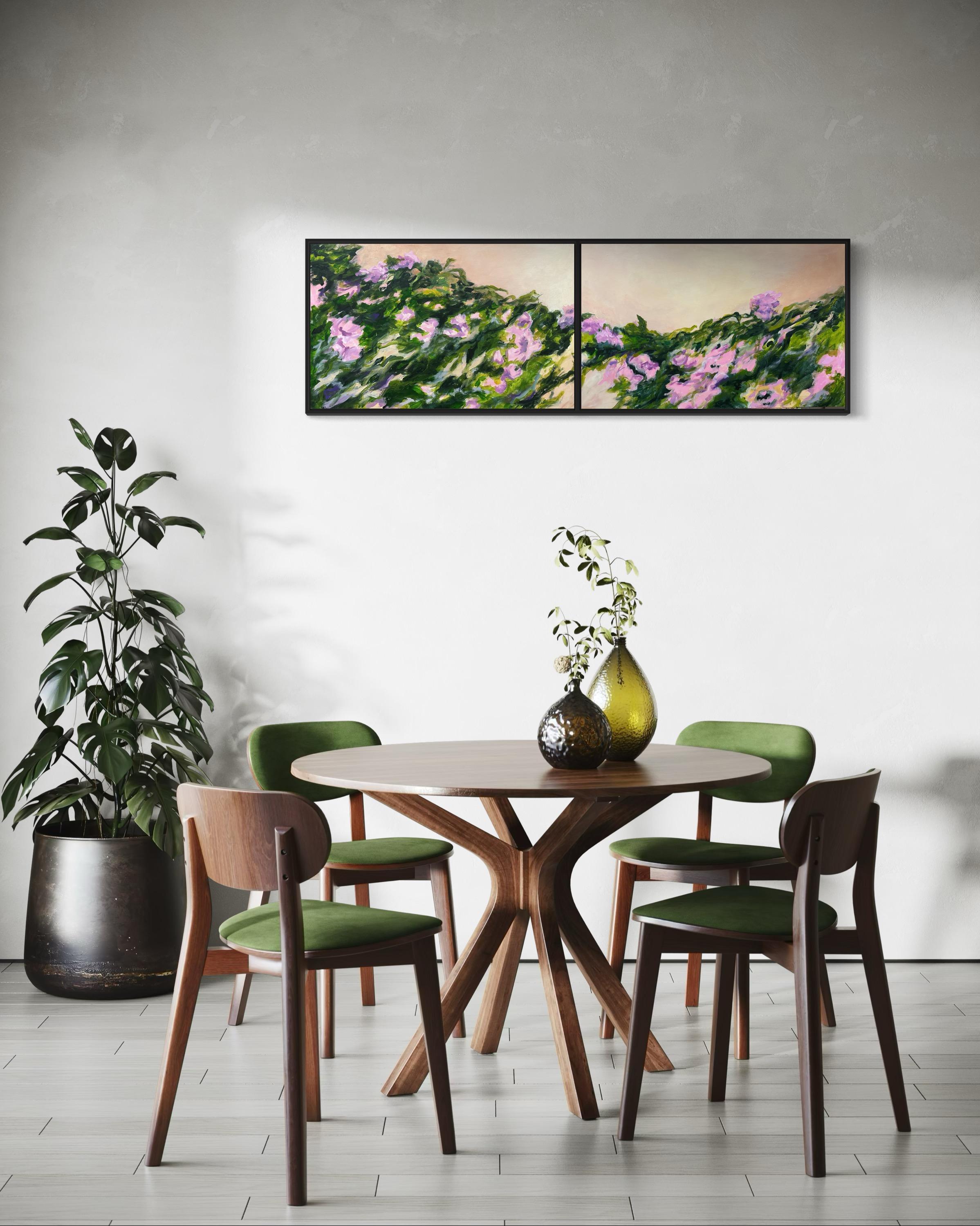 Flores trepadoras. Díptico  de Floral  Pinturas originales en venta 5